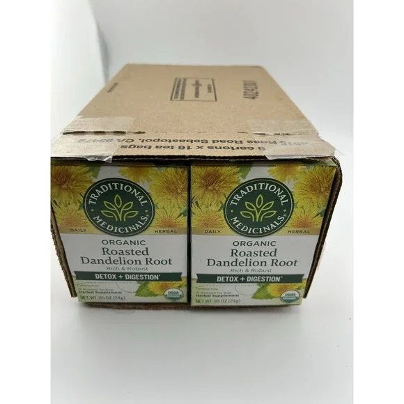 Organic Roasted Dandelion Root Tea Bags Herbal Caffeine-Free Detox Wellness 96ct - Picture 3 of 9